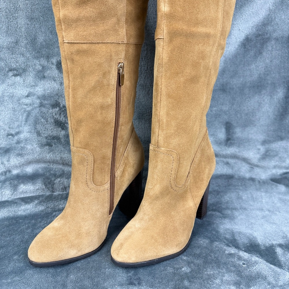 ALDO Knee High Suede Heeled Boots Brown Tan Size 8